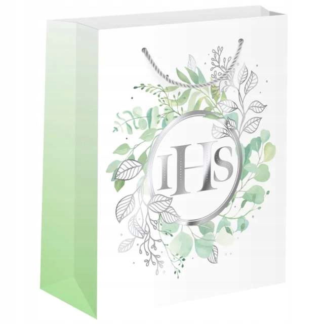 TOREBKA PREZENTOWA zielona IHS eukaliptus