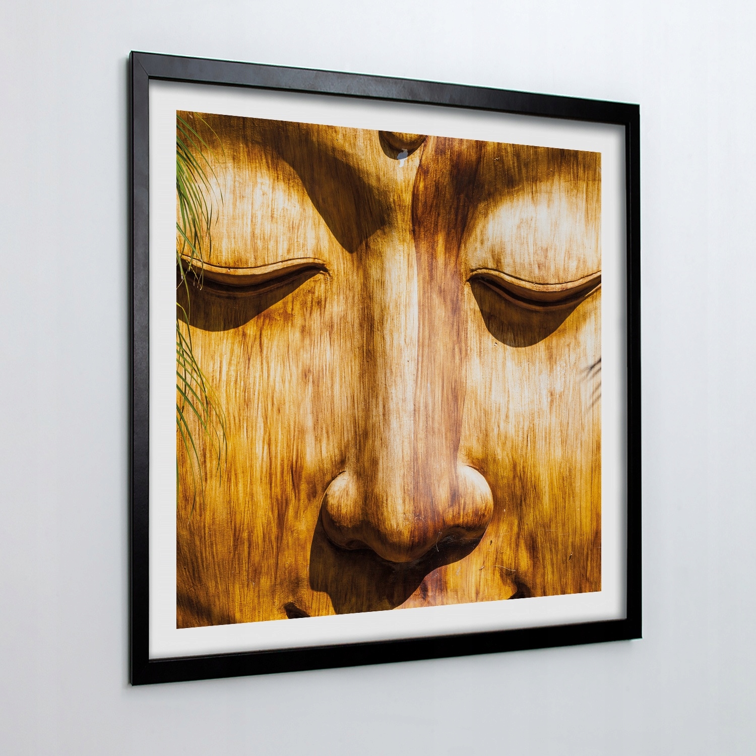 Nástěnný obraz s rámečkem Dřevo tvář buddha 50x50 cm