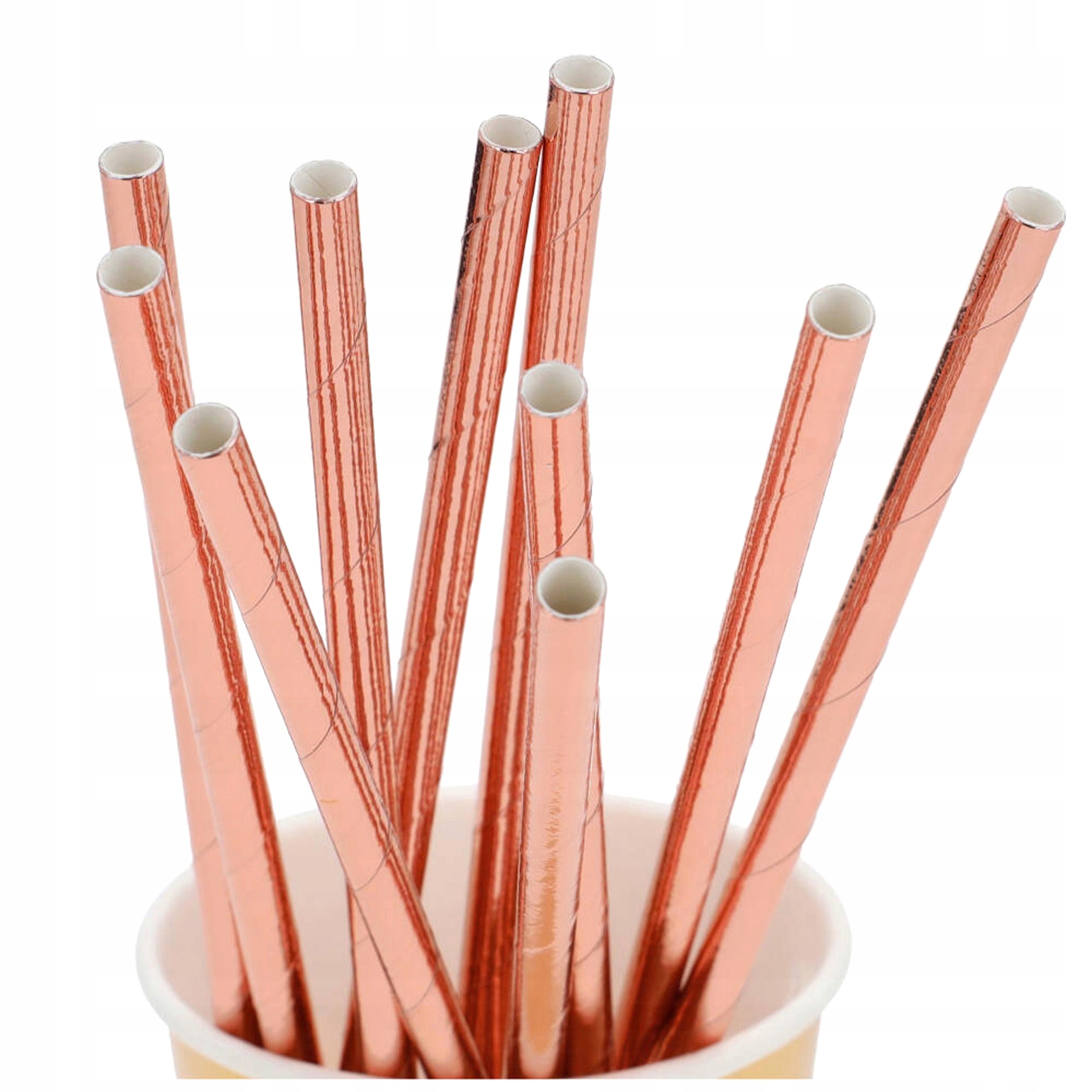 SŁOMKI PAPIEROWE jednorazowe rose gold rurki do picia na napoje PANIEŃSKI