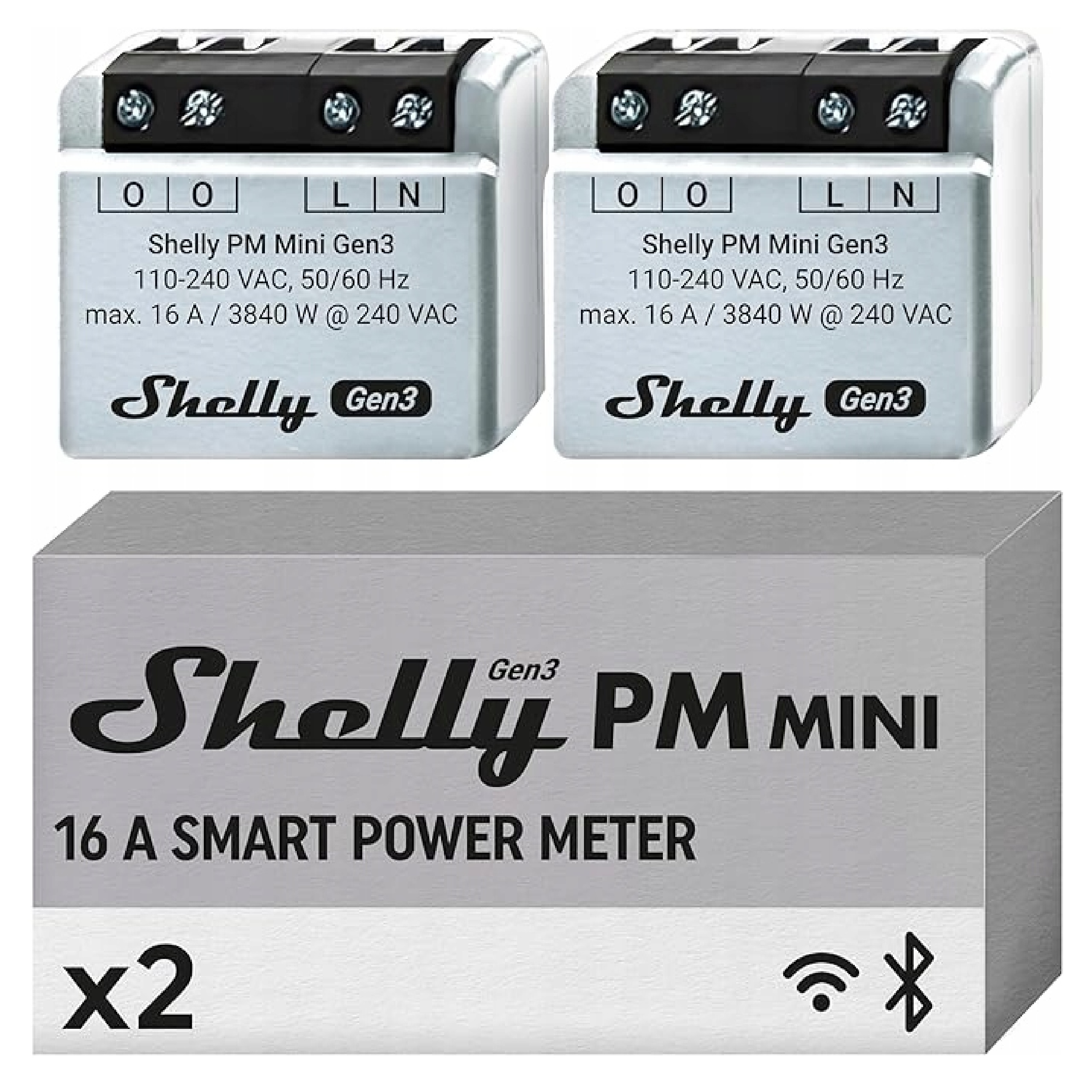 Inteligentní měřič spotřeby energie shelly GEN3 Pm mini Wi-fi Bt 2-balení
