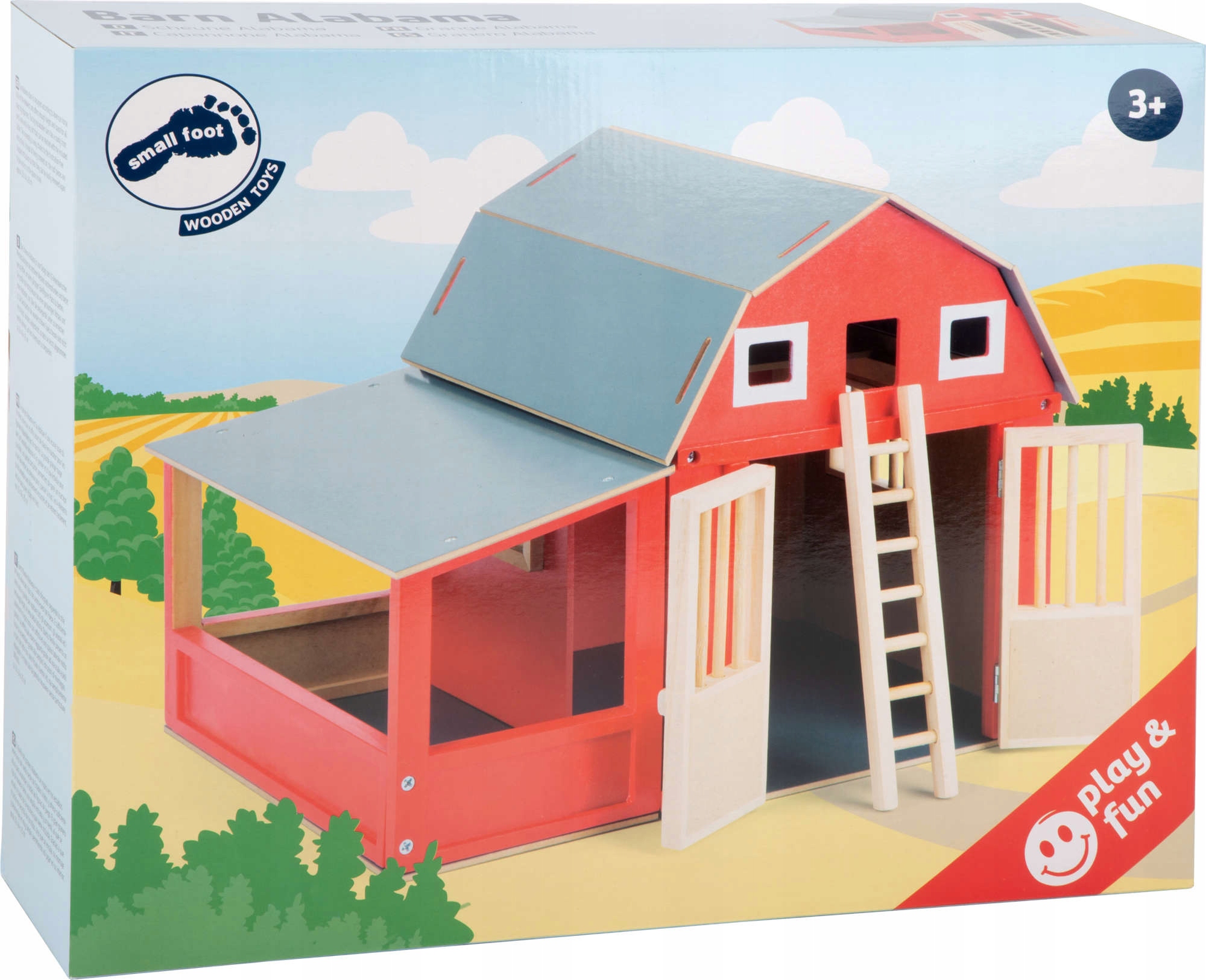 DREWNIANA FARMA ALABAMA STODOŁA ZDEJMOWANY DACH WIEŚ ZABAWKA DLA DZIECI Marka Small Foot