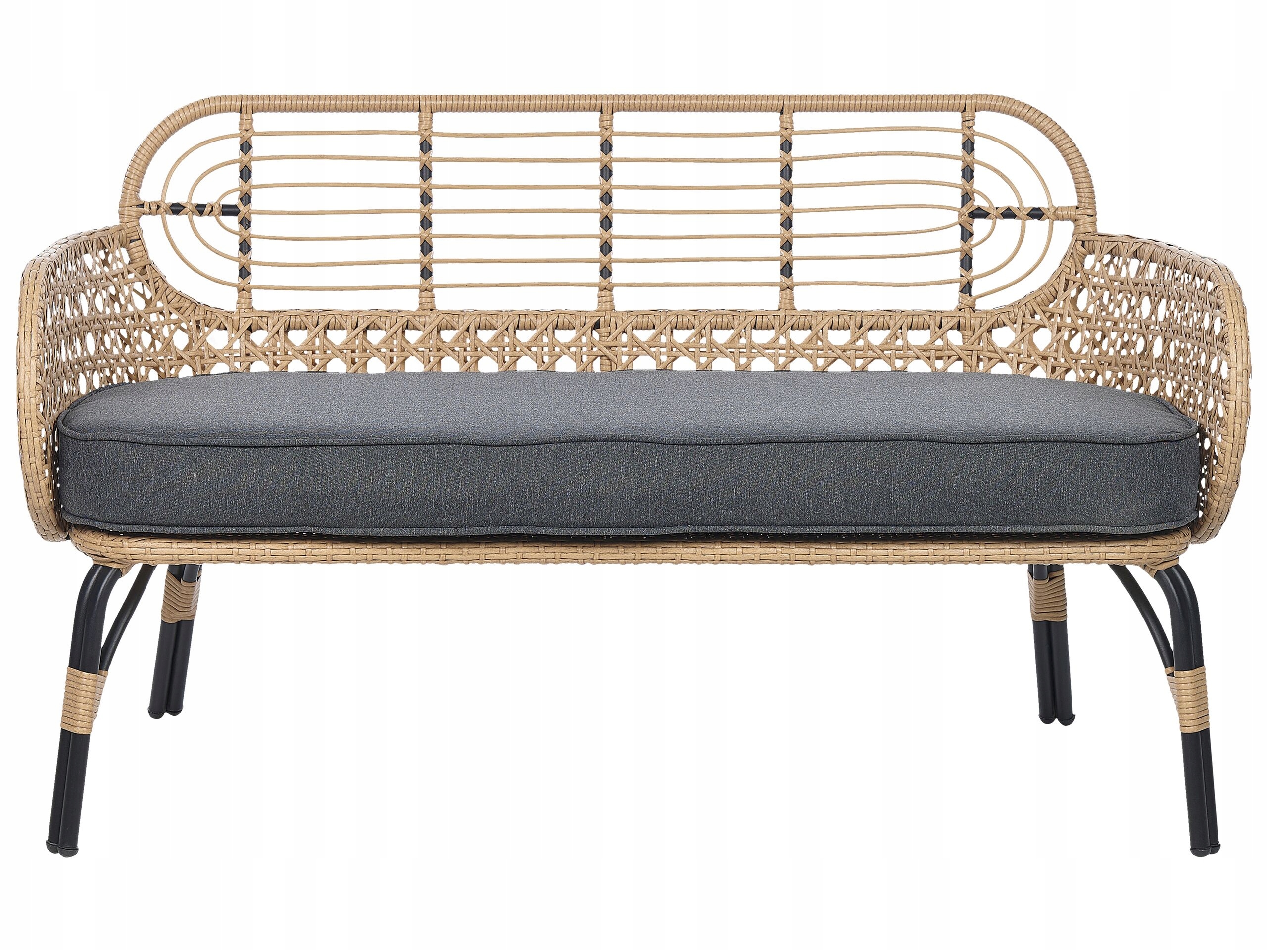 Sofa kanapa 2-osobowa pe rattan beż