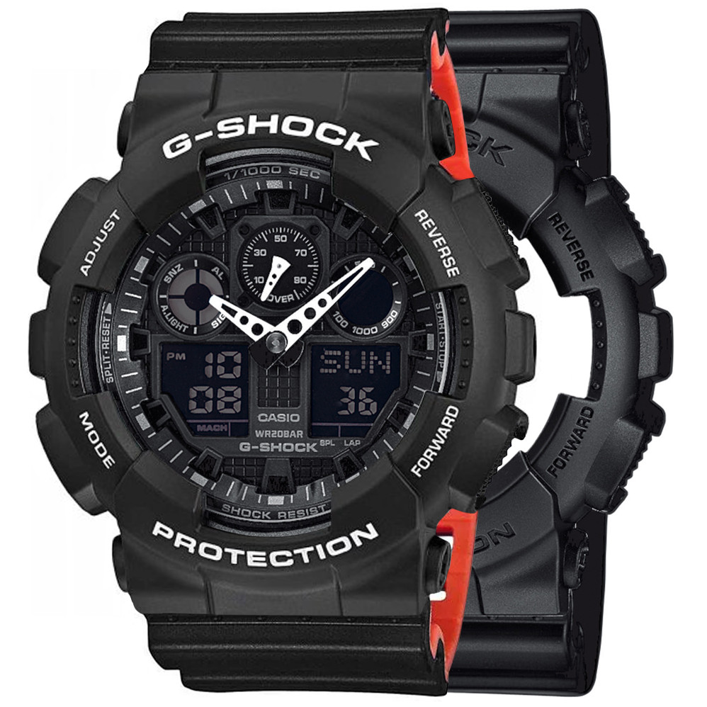 Sada G-shock GA-100-1A1ER Černá, Červená