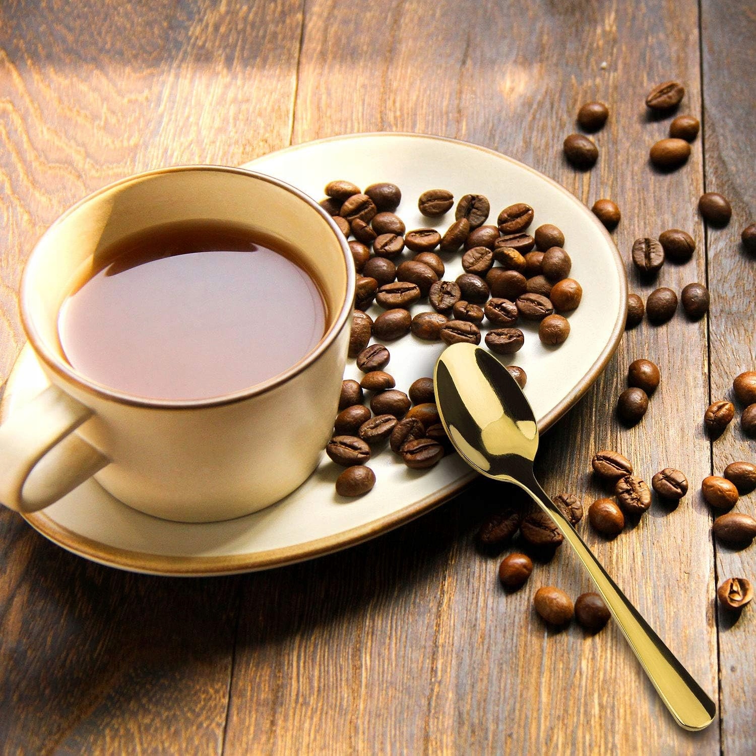 Q&A Zestaw 12 Złotych Łyżeczek Do Espresso Ze Stali Nierdzewnej 10 cm — miniatura 4