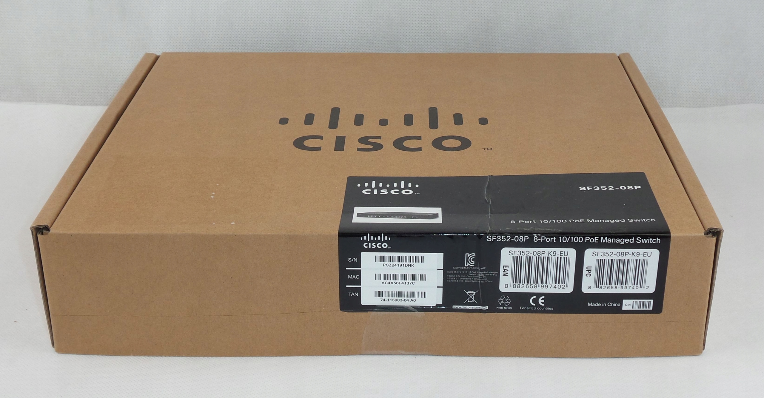 

Nowy Cisco SF352-08P 8Port 10/100 Poe+ Managed Box