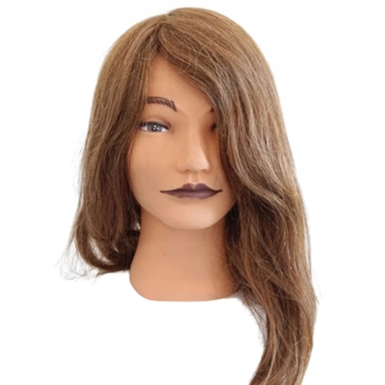 Tréninková Kadeřnická Hlava Dagmara 50-55 CM Hnědá 100% Přírodní Vlasy