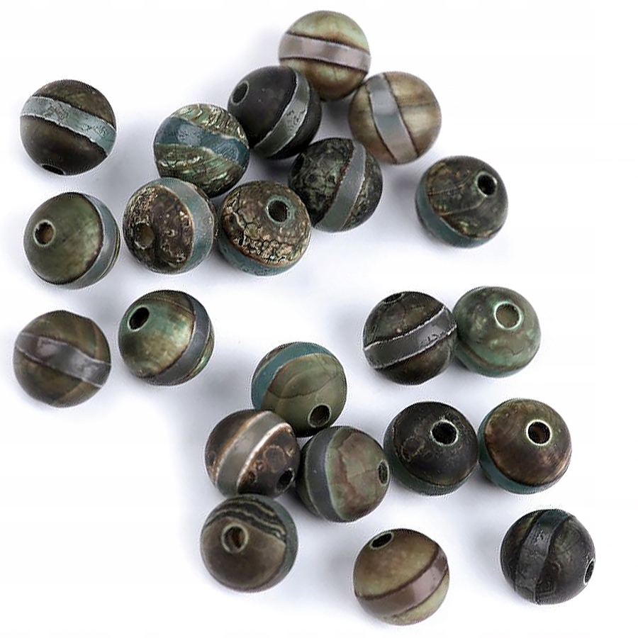 15x Koraliki Minerały Naturalne do biżuterii 8 mm Agat Tybetański Paskowy