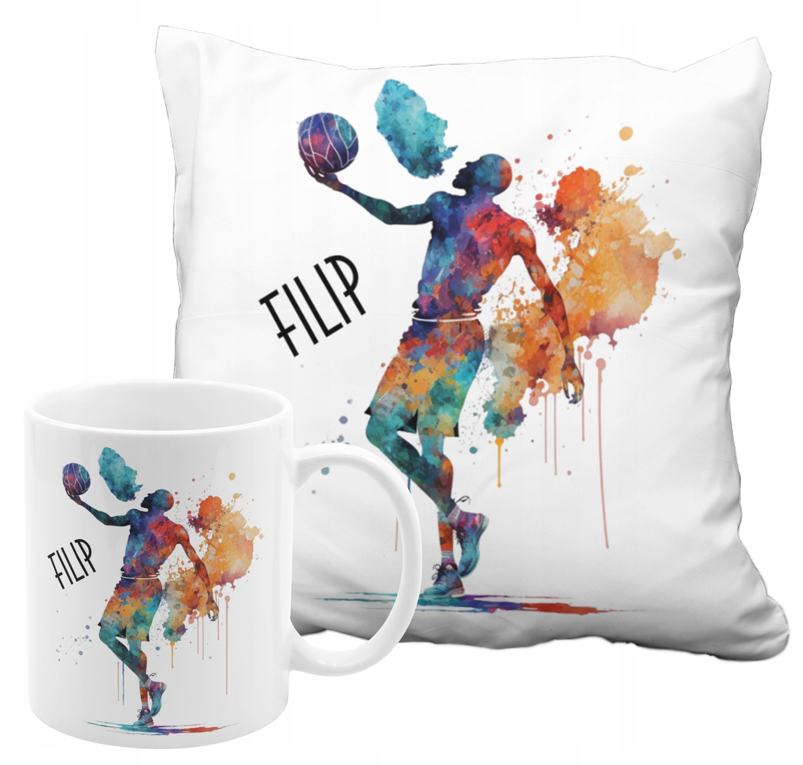 

Zestaw Koszykarz Z Imieniem Kubek Poduszka Basket