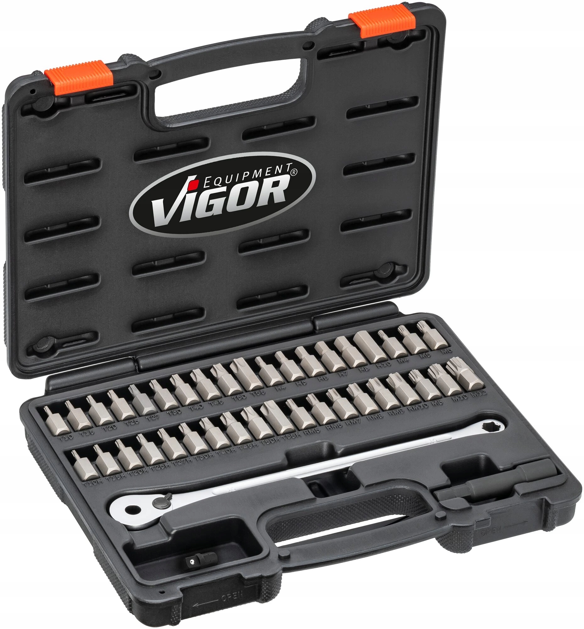Vigor V7784, Račňový kľúč so sadou bitov 3/8" šesťhran Torx, Xzn, Ribe-CV