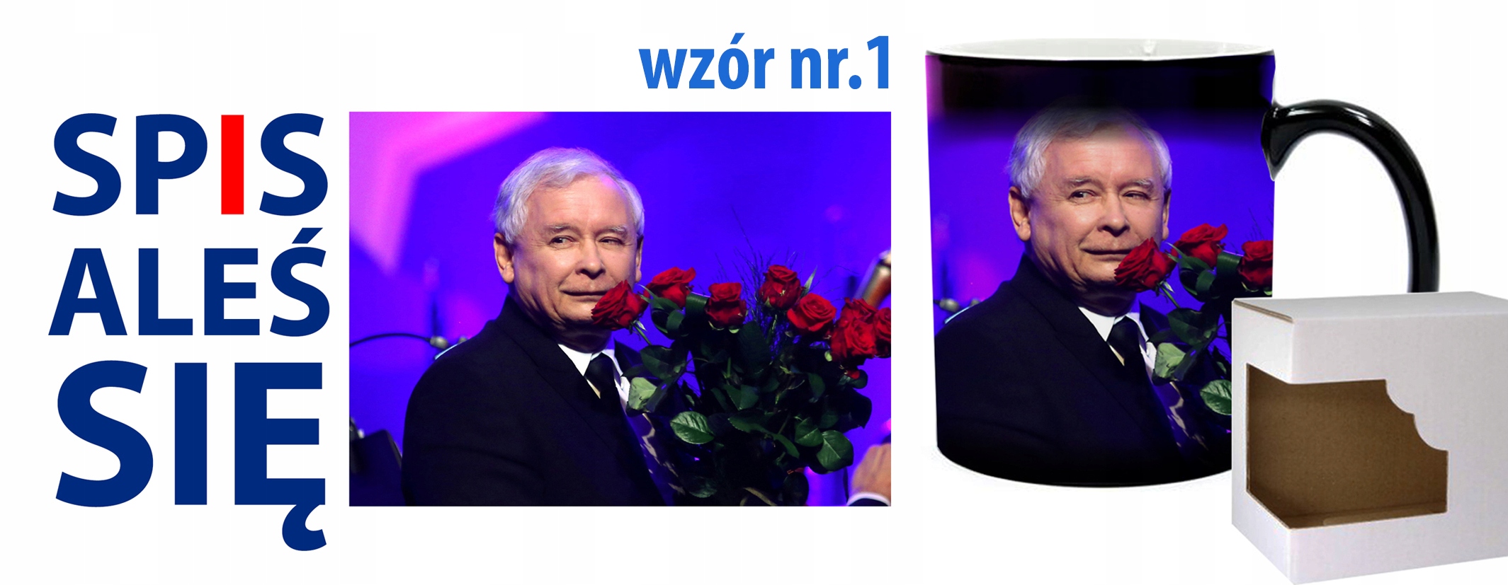 KUBEK MAGICZNY Prezesa Kaczyński PIS PREZENT Materiał ceramika