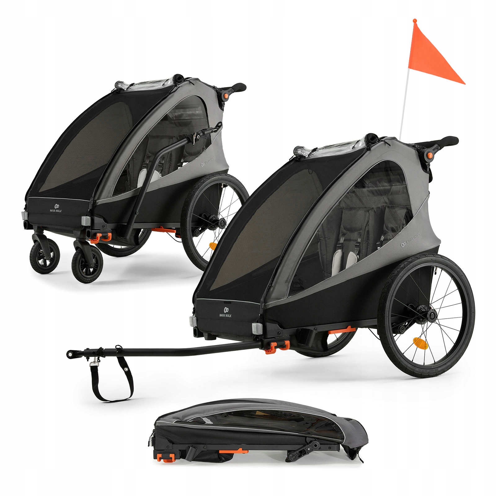 Przyczepka rowerowa Składana dla dzieci Nava Walk Kinderkraft Wózek biegowy