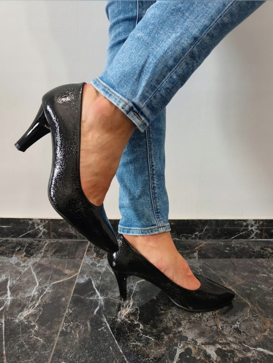 Černé kožené lodičky Jaromin, Polský Produkt 5769, vel. 36