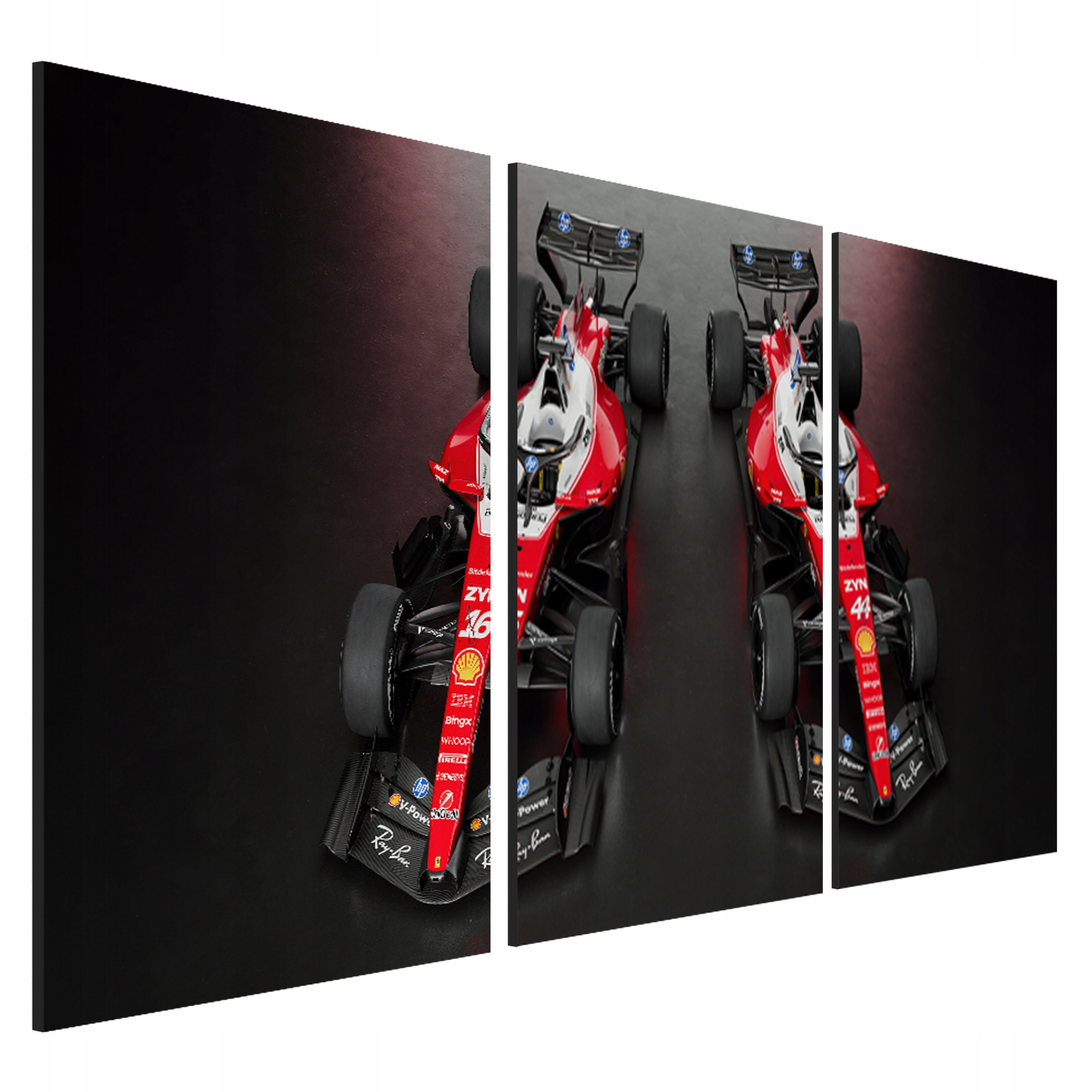 Obraz Ferrari Lewis Hamilton Charles Leclerc Formule 1 triptych 40x90 cm
