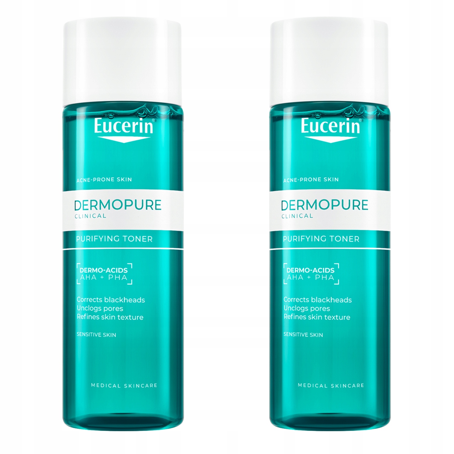 Eucerin Dermopure Tonik Aha+ Pha do cery tłustej na wypryski 200 ml x2