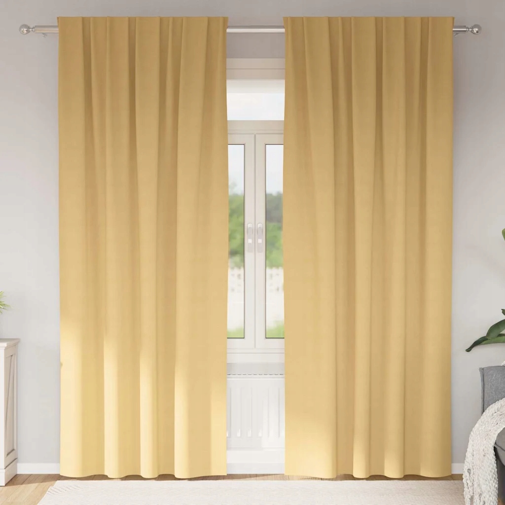 vidaXL Závěsy na zatemnění s kroužky 2 pcs Béžová 245 x 140 cm