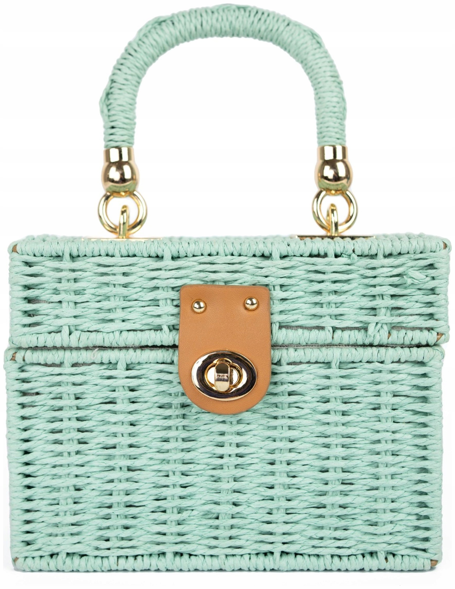 Kabelka kufřík Ravenna malá do ruky, elegantní, módní, s páskem, tyrkysová