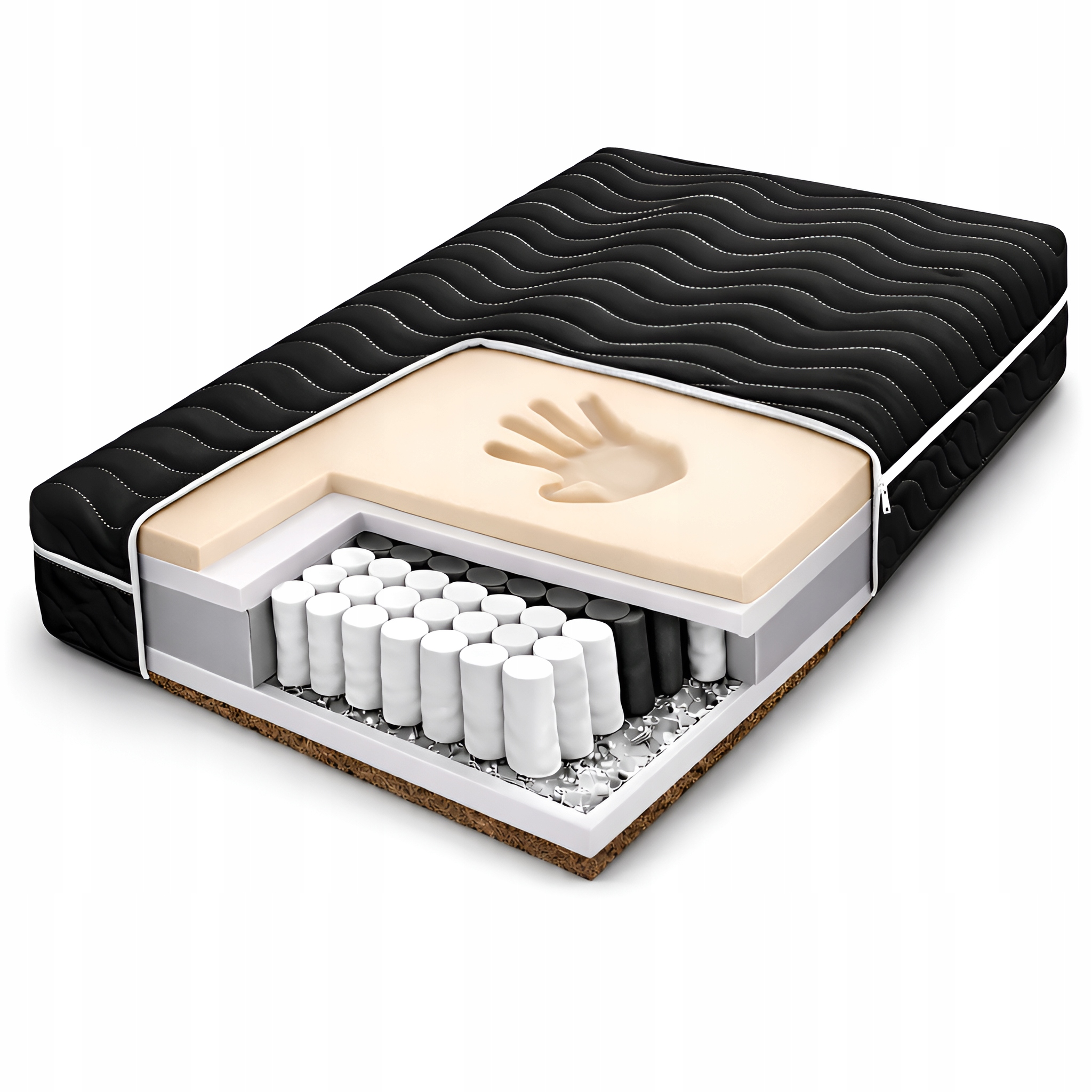 Taštičková matrace s kokosovým vláknem Visco 80x200 Černá pružinová Antialergická