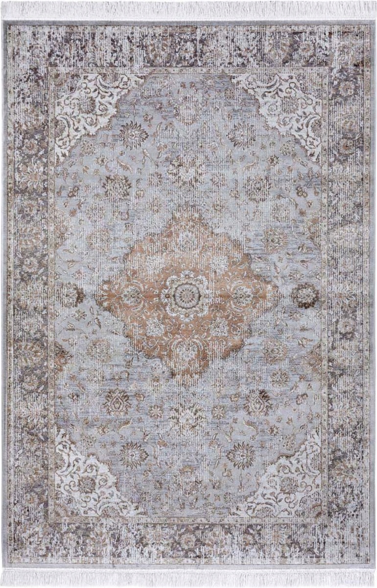 Koberec do obývacího pokoje 95x140 cm, tradiční klasický modrobéžový vzor