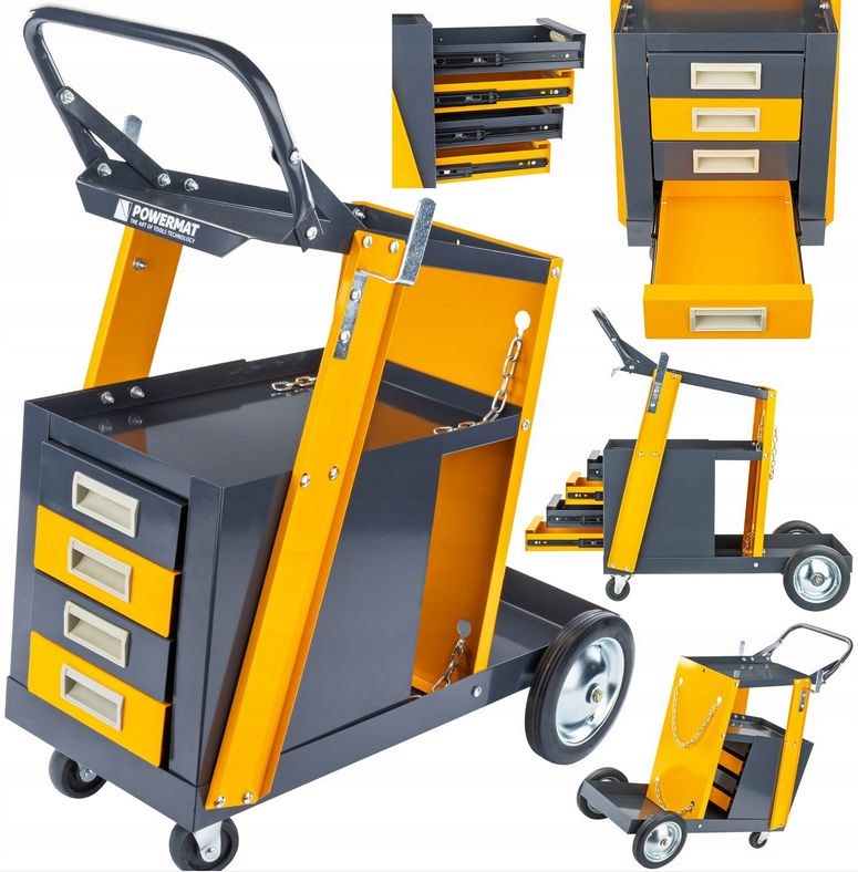 Wózek Spawalniczy Do Spawarek Z Półką Na Butle Szuflady Stabilny Mobilny