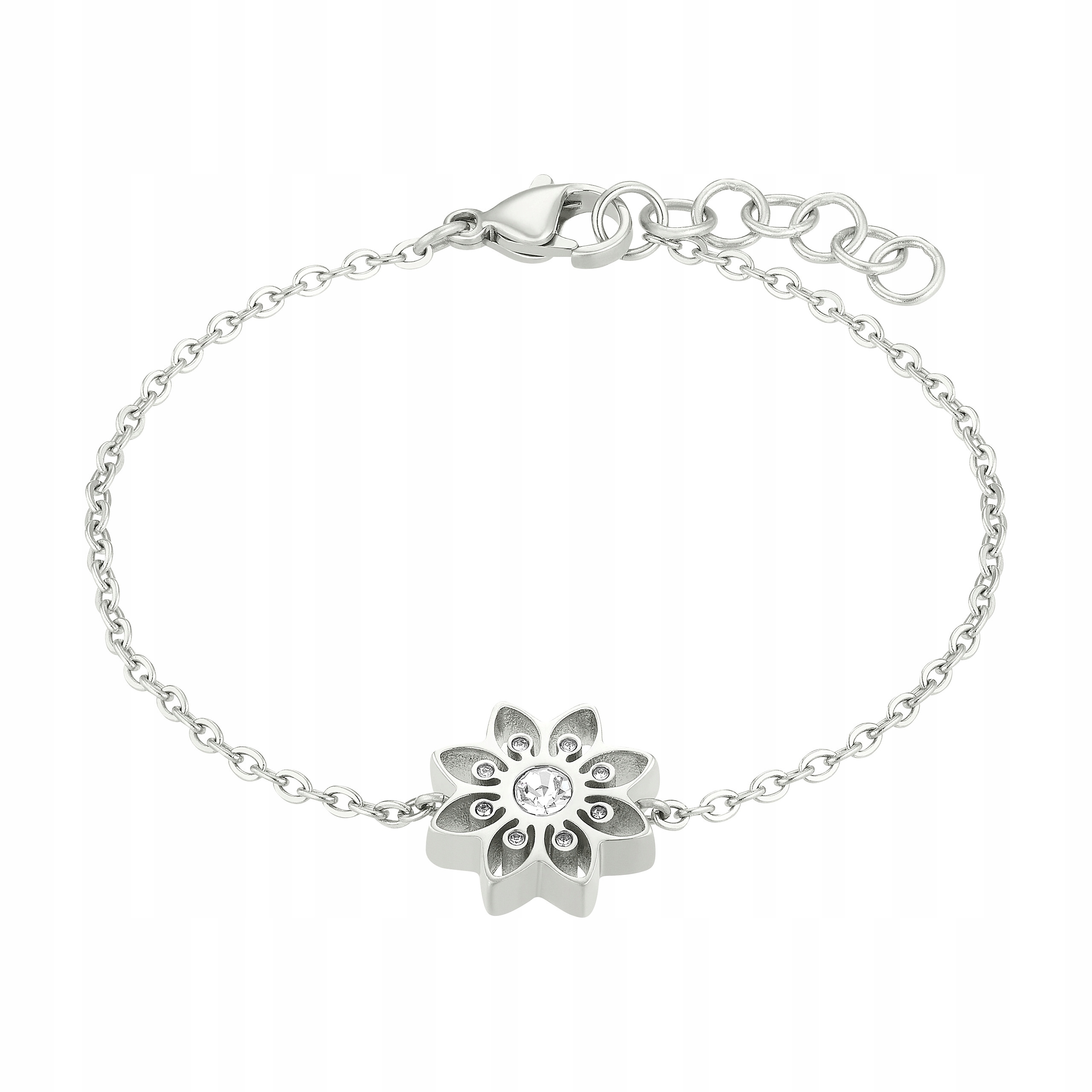 Magnetický náramek Řetízek Motiv Květ Křišťál Ocel Dámský Magnet