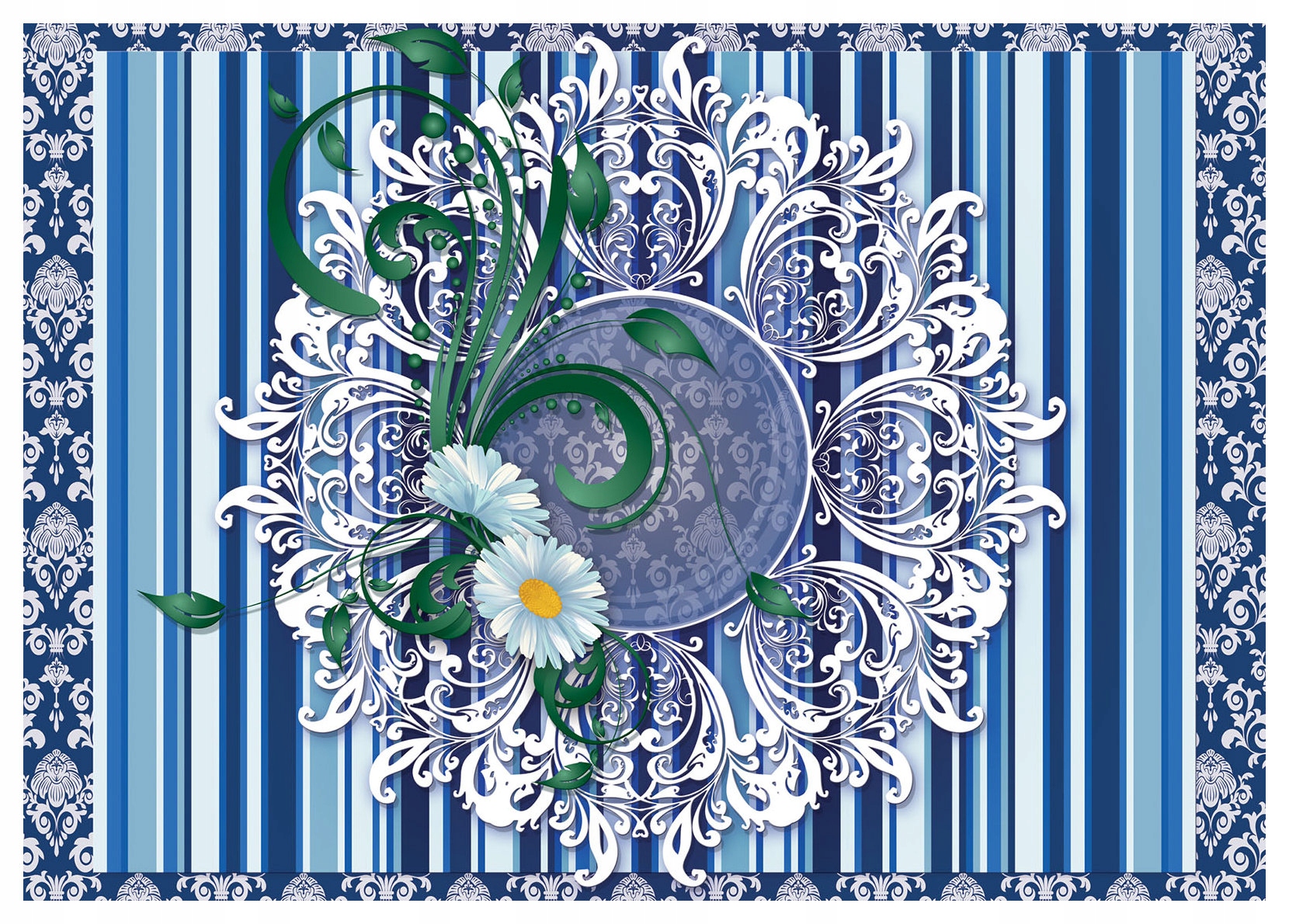 Vliesová fototapeta Kvety Listy Ornament pokoj 416x254 lepidlo