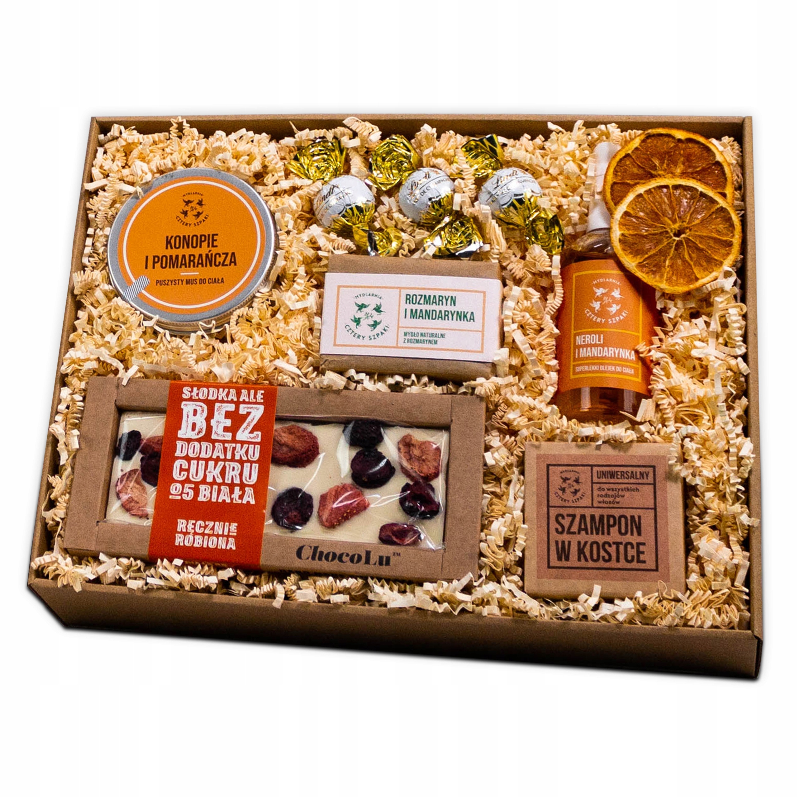 Dárkový Box pro ni Velký Koš s kosmetikou Čokoláda Lindt 4špačci