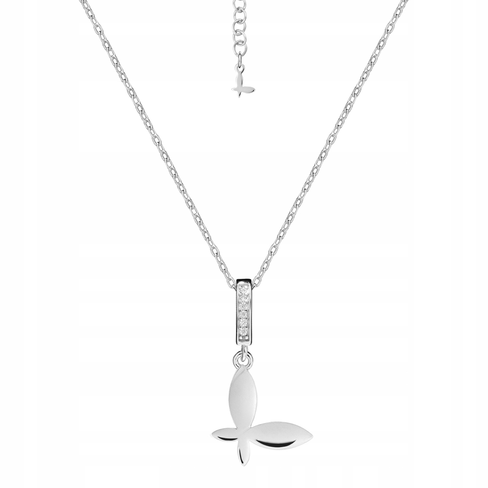 Naszyjnik Srebrny Motyl z Cyrkoniami Zawieszka Łańcuszek Srebro 925 Sadva