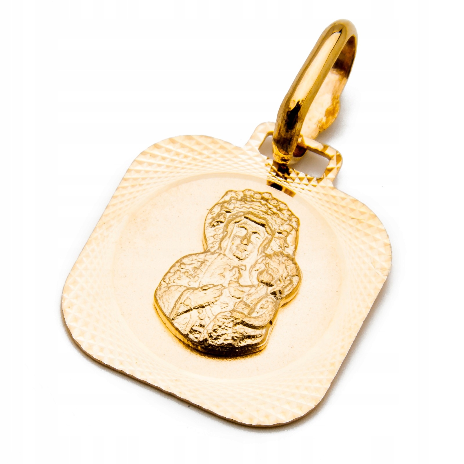 Zlatý medailonek 585 Matka Boží čtvercové vzory