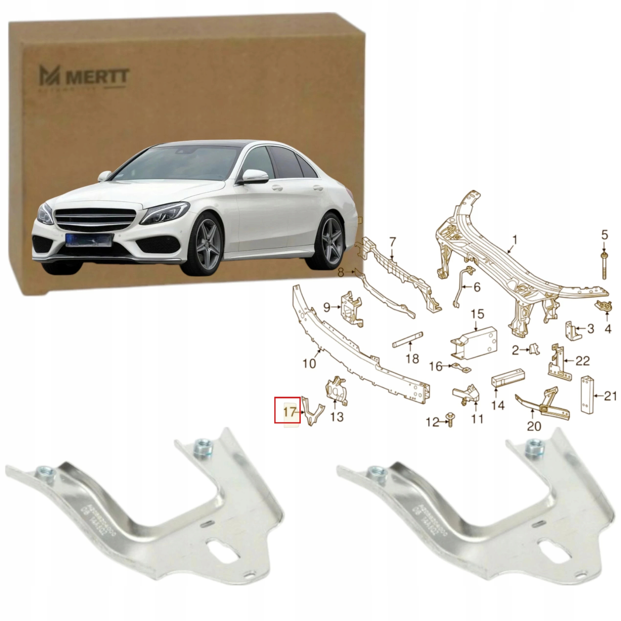 Adaptér Pro Upevnění Držáku Chladičů Pásu Mercedes C Třída W205 A205 Komplet