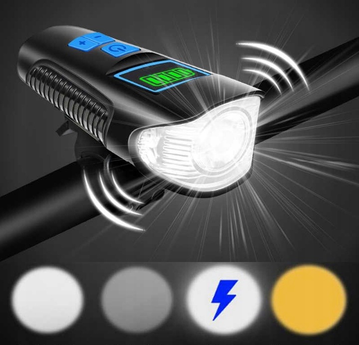 Lampka rowerowa LED aku licznik km + lampka tylna, prędkościomierz, dzwonek Model TL001