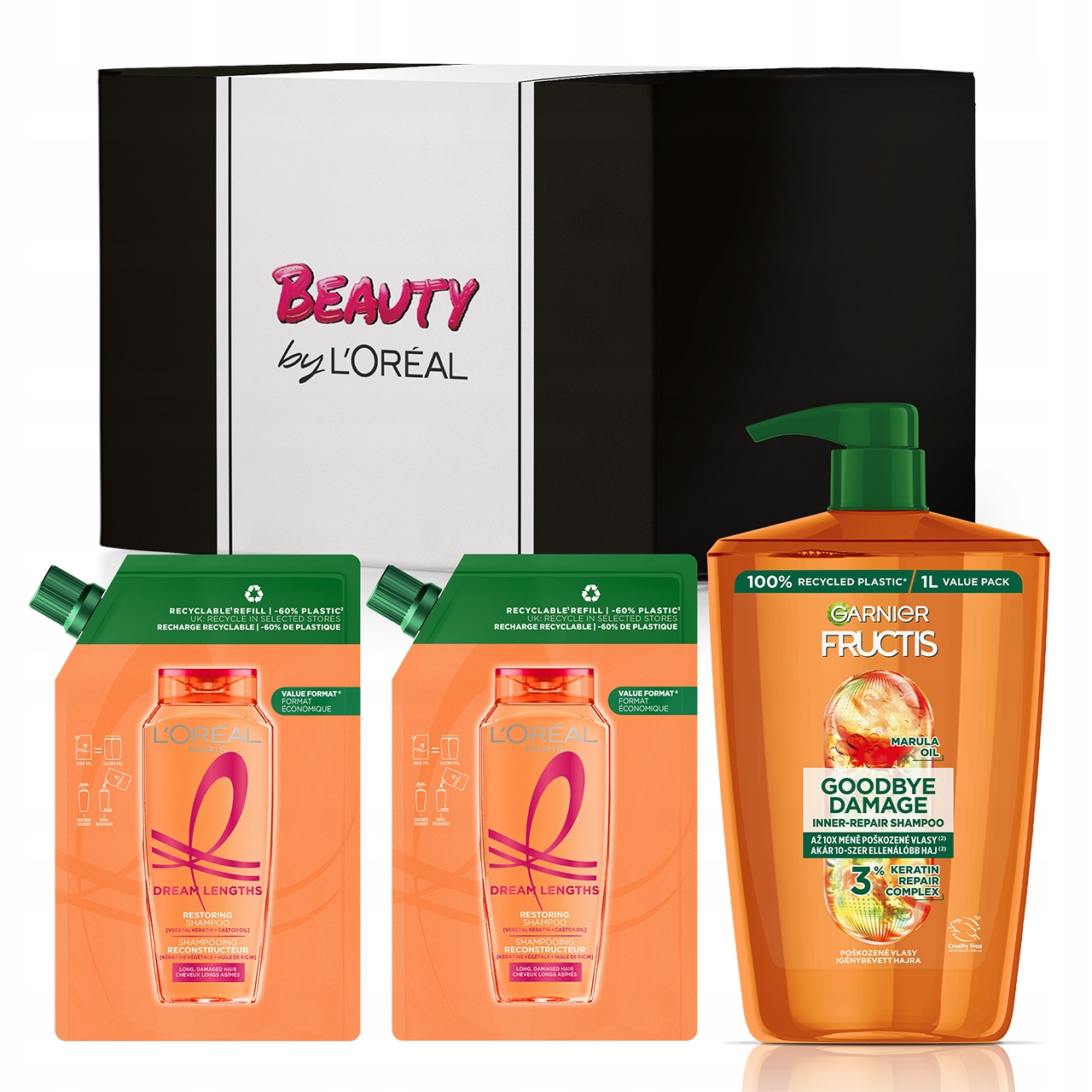 Zestaw Elseve Goodbye Damage Szampon do Włosów Zniszczonych 1000ml+2xRefill