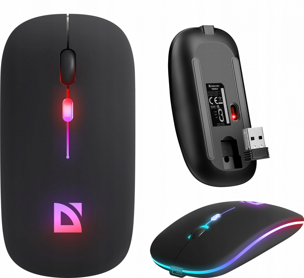 MYSZ DEFENDER TOUCH MM-997 RF+BT SILENT RGB AKU CZARNA — 12