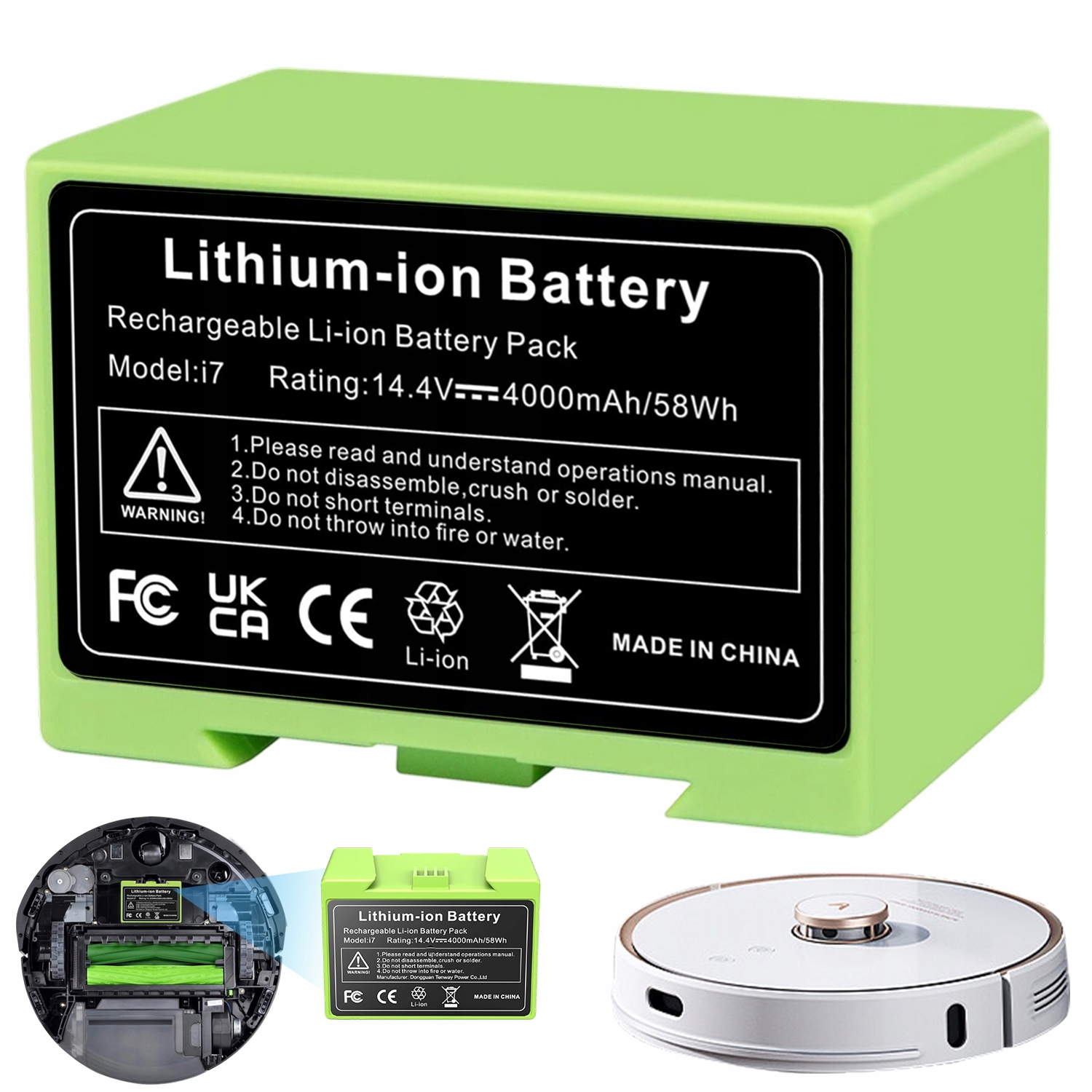Akumulátor LI Ion 14.4 V 4000 Mah Pro Robotický Vysavač I3 I4 I7