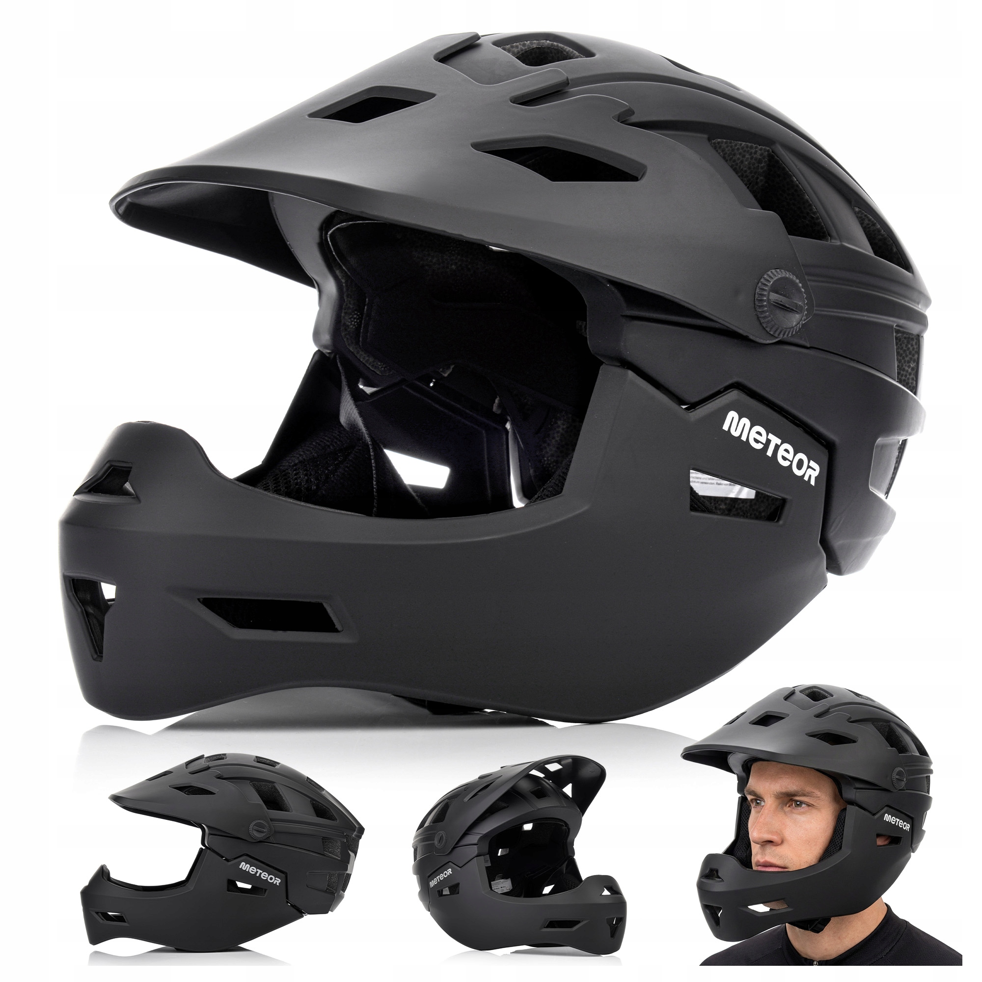 Cyklistická Přilba Na Koloběžku Full Face S Odnímatelnými Čelistmi Hydra S 51-55