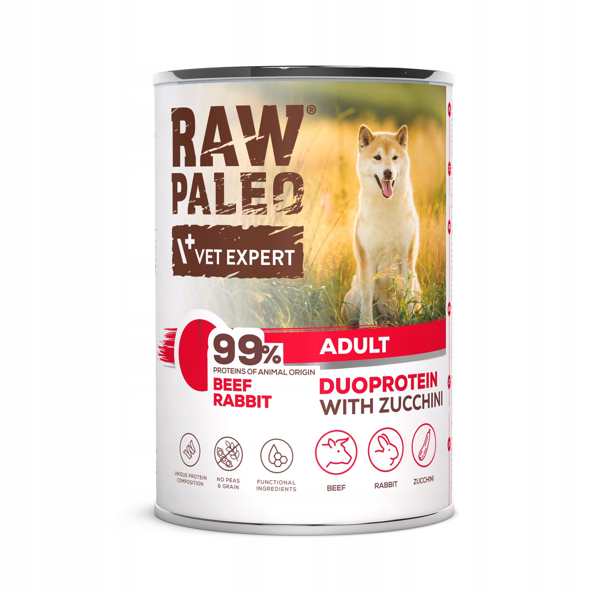 Levně Raw Paleo Hovězí a králíčí krmivo pro dospělé psy v konzervě 6 x 400 g