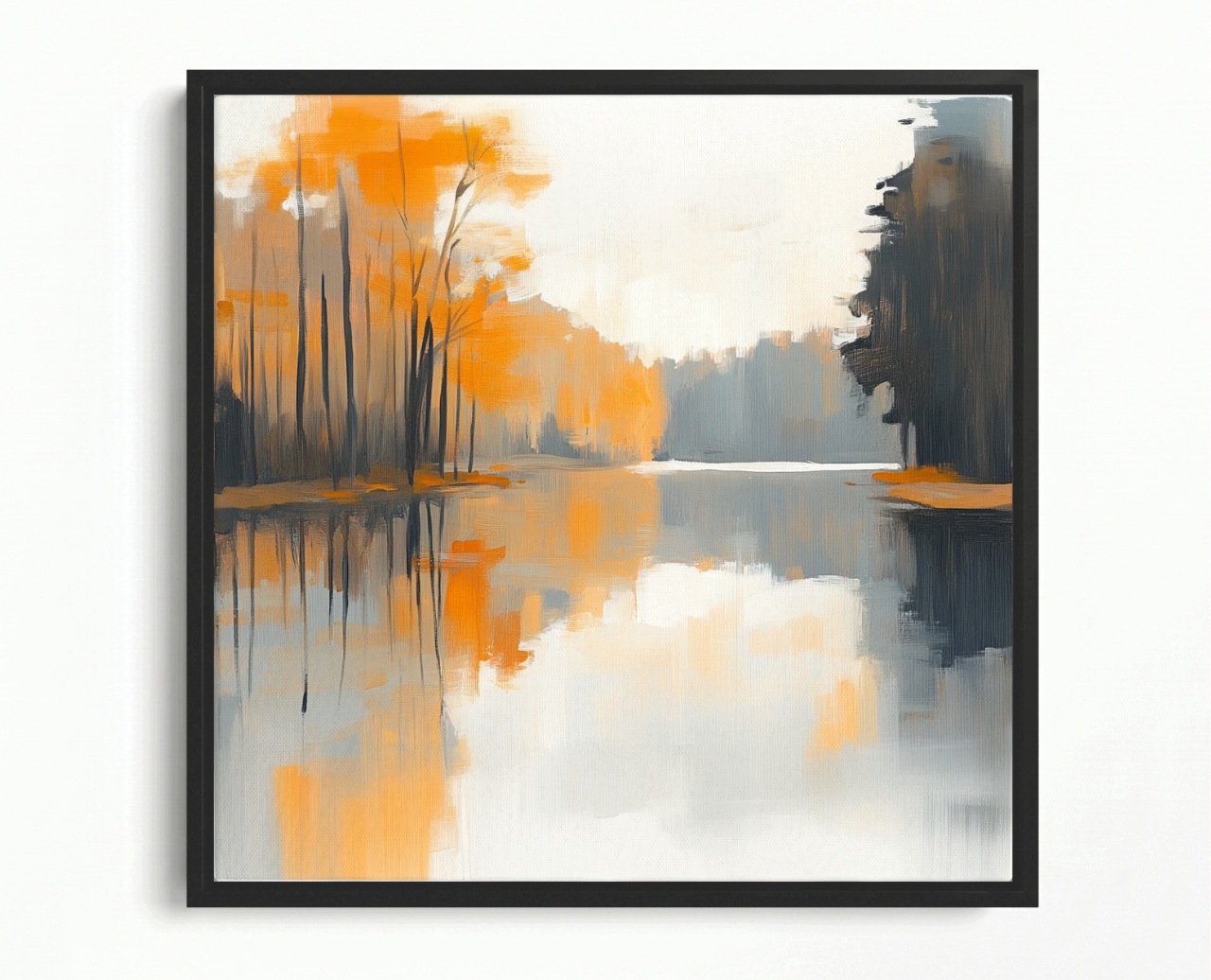 Obraz Rám Americká Krajina Venkovní Krajina Stromy Podzim Voda 40x40