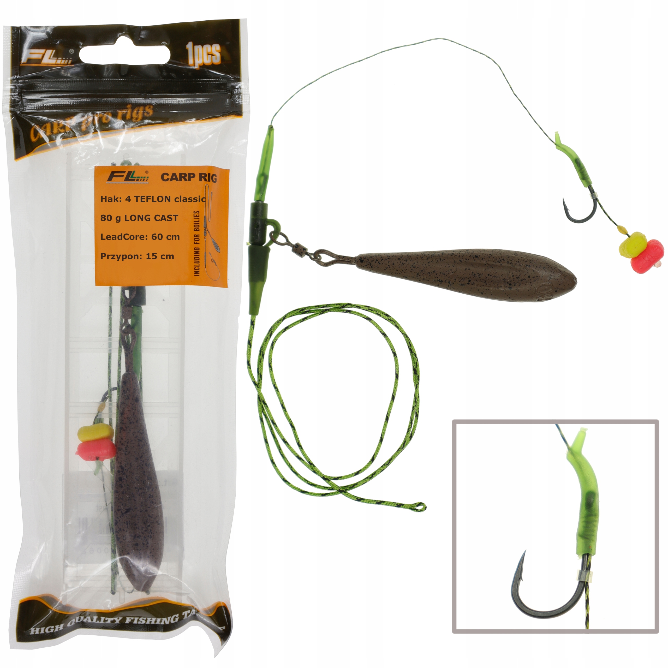 

Przypon karpiowy Leadcore ciężarek 80 g haczyk 4