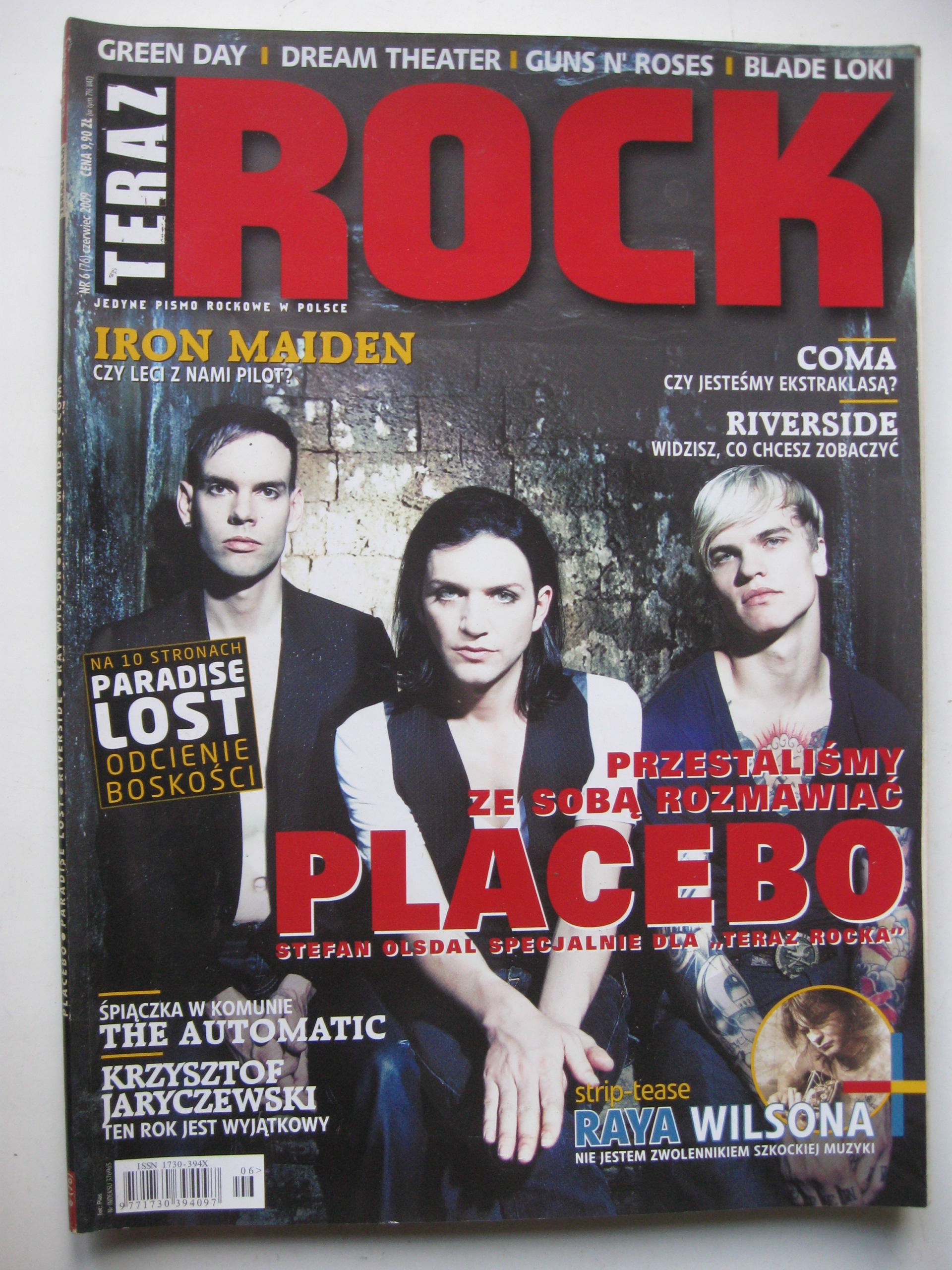 TERAZ ROCK Placebo, IRON MAIDEN, Green Day, Coma - 6/2009 ISSN 1730394X