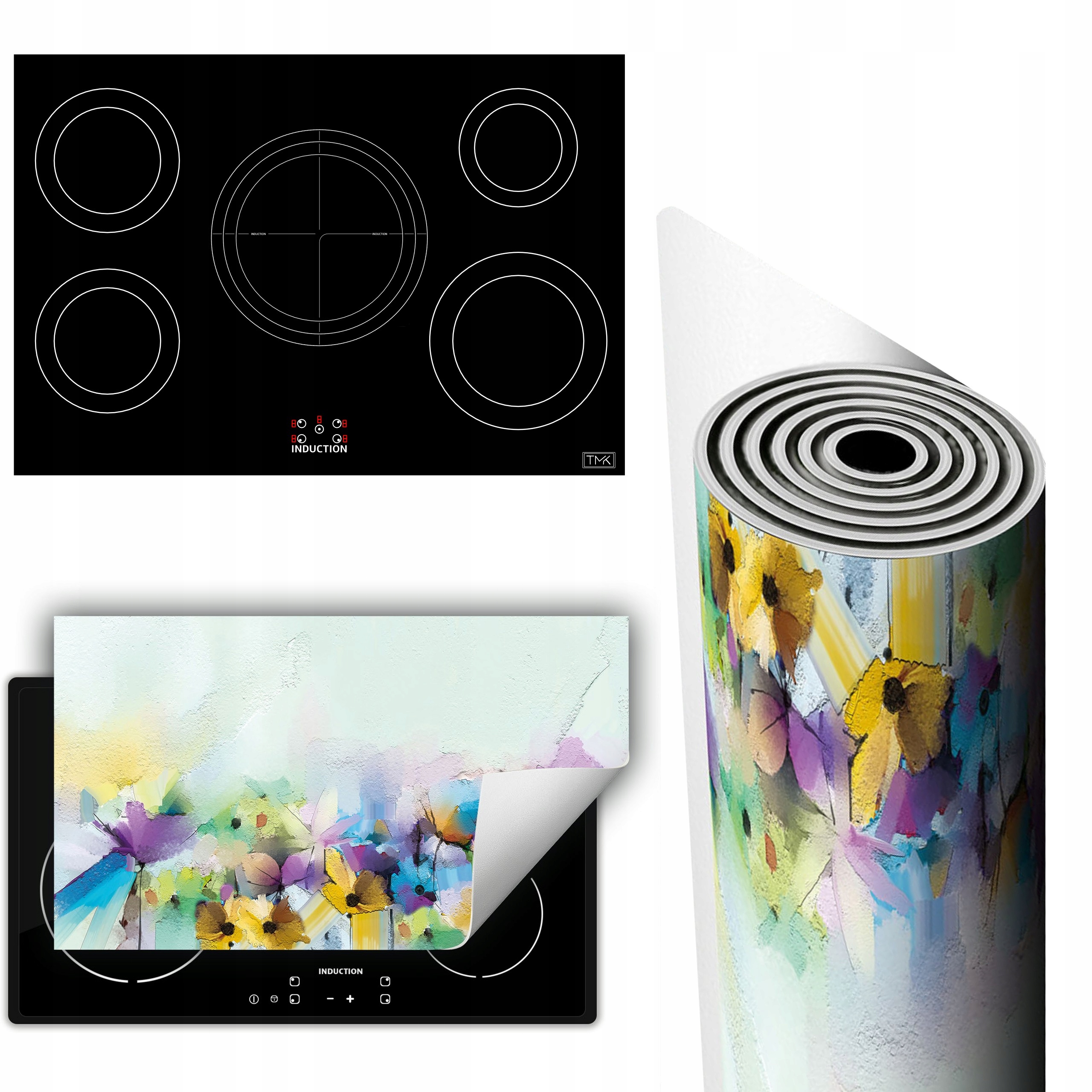 Vinylová Podložka Na Ochranu Kuchyňské Desky 90x52 barevná květina