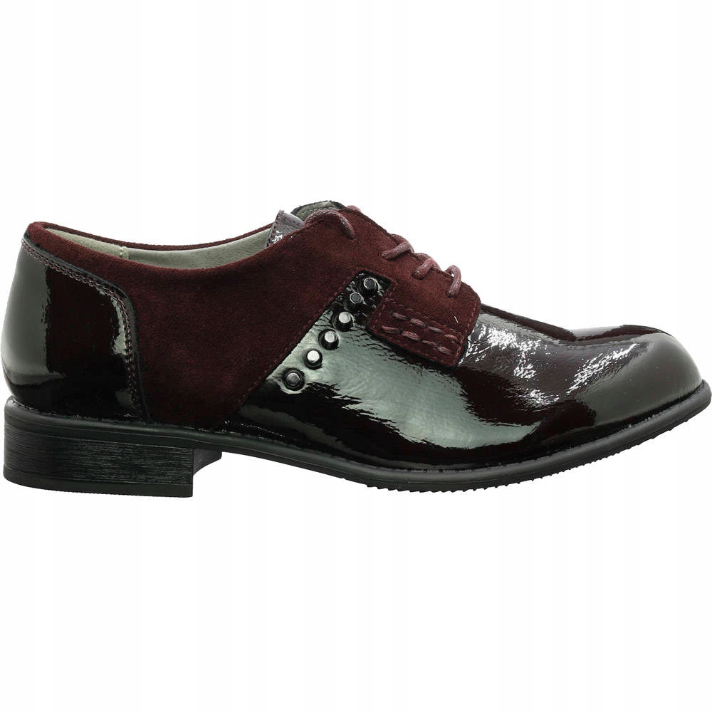 Bordowe półbuty sznurowane lakierowane Jezzi 39 Marka Jezzi