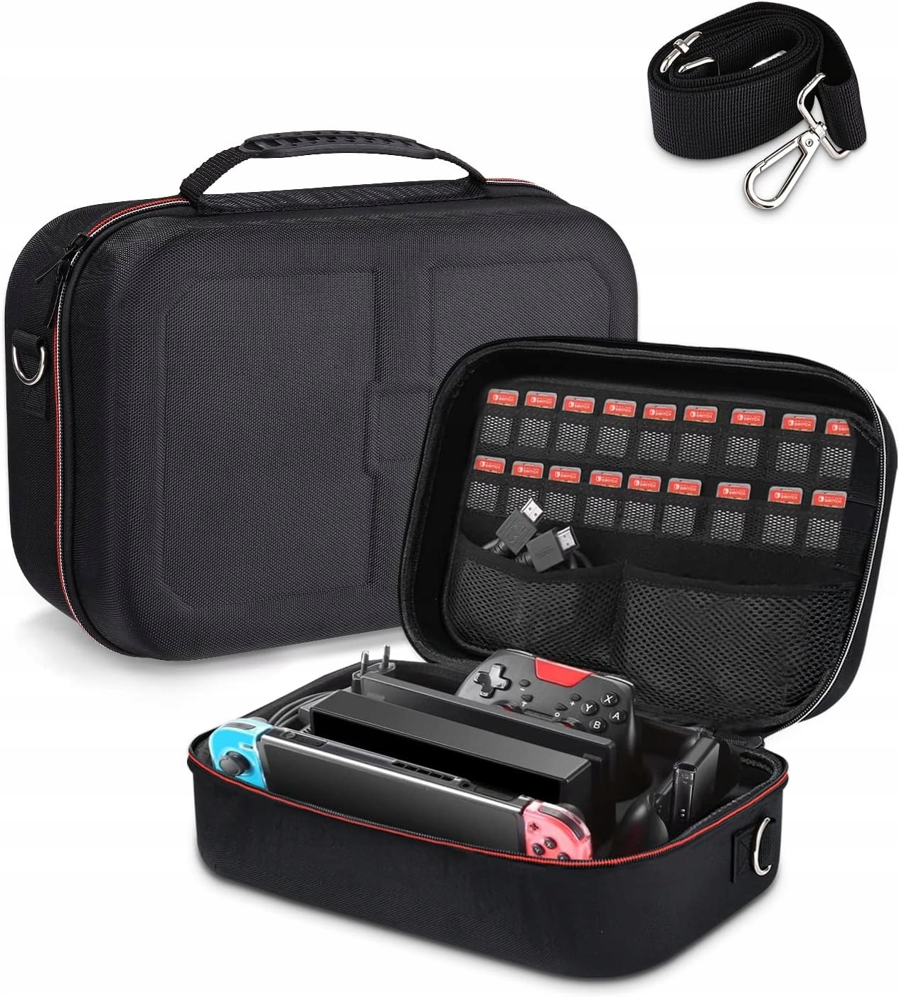Twarde etui do Nintendo Switch/Switch OLED z 18 kieszeniami i miejscem na