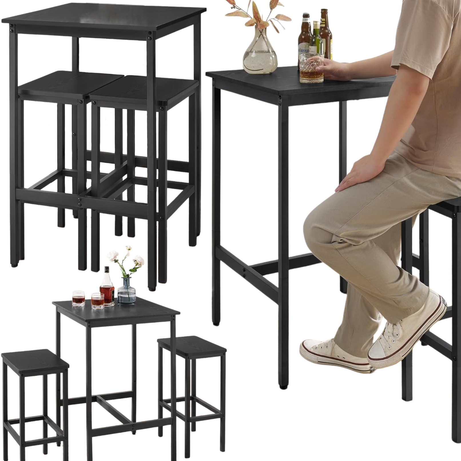 Sada pro jídelnu Komplet židlí barový stůl Kuchyňský pomocný stolek