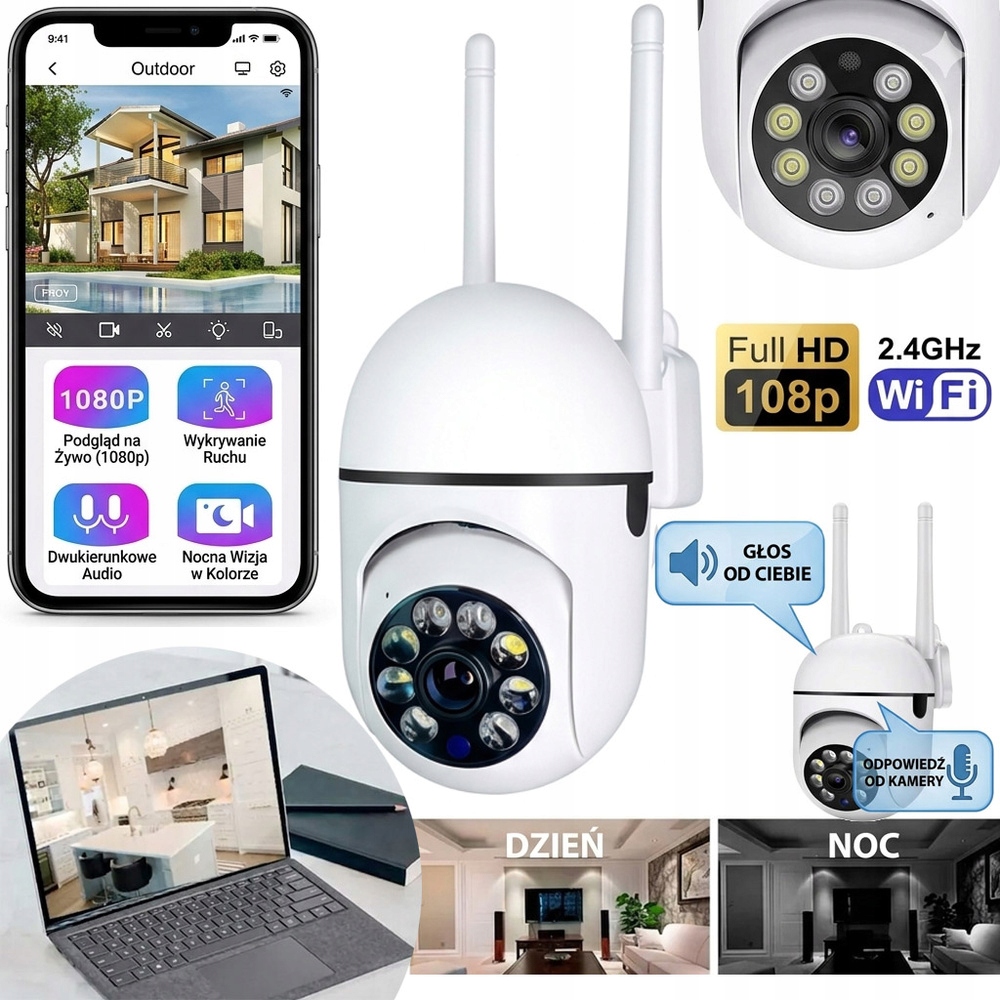KAMERA WIFI V720 360 HD MONITORING DOM BIURO PODGLĄD TELEFON DETEKCJA RUCHU