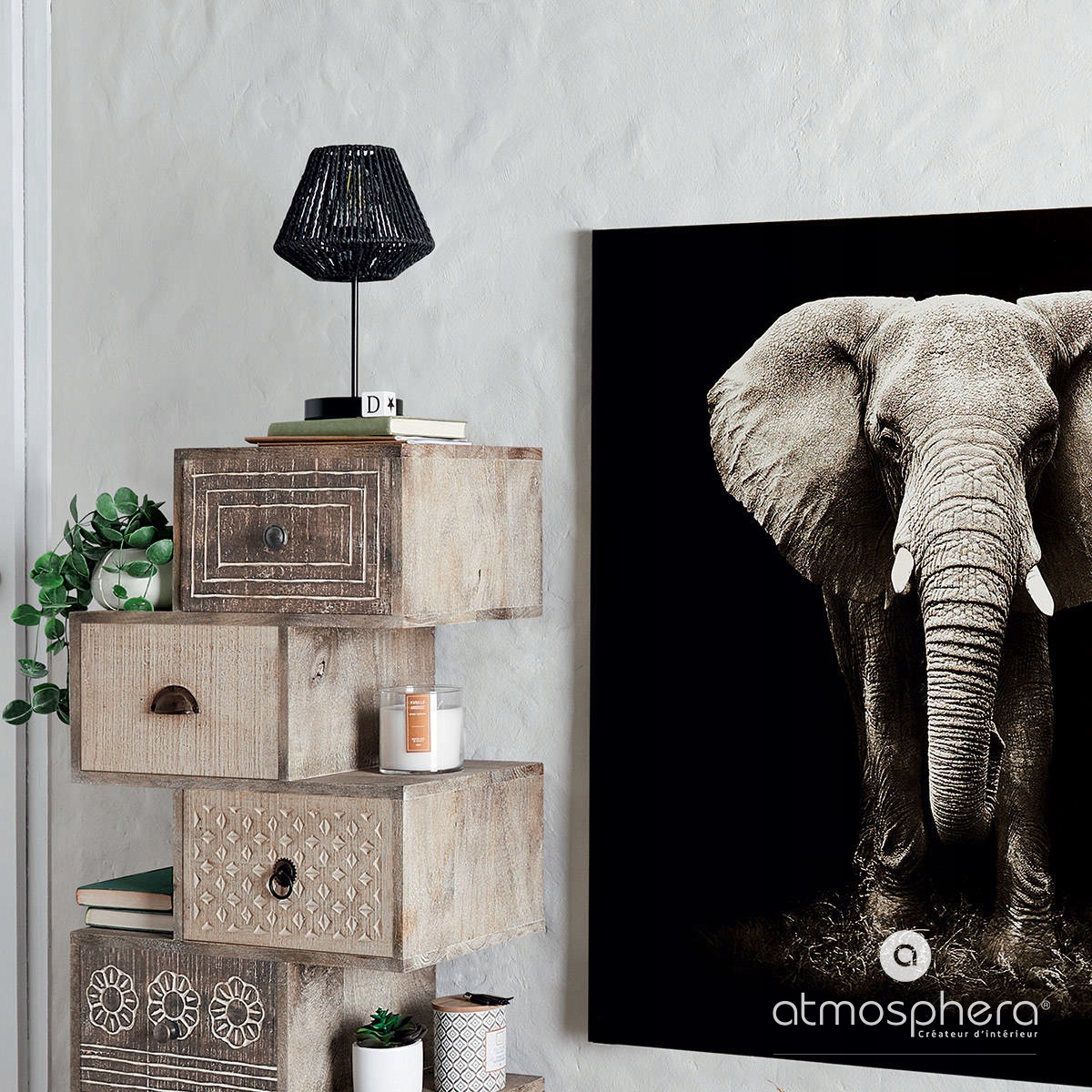 LAMPA STOŁOWA OZDOBNY BŁĘKITNY KLOSZ JILY 34 cm Marka Atmosphera