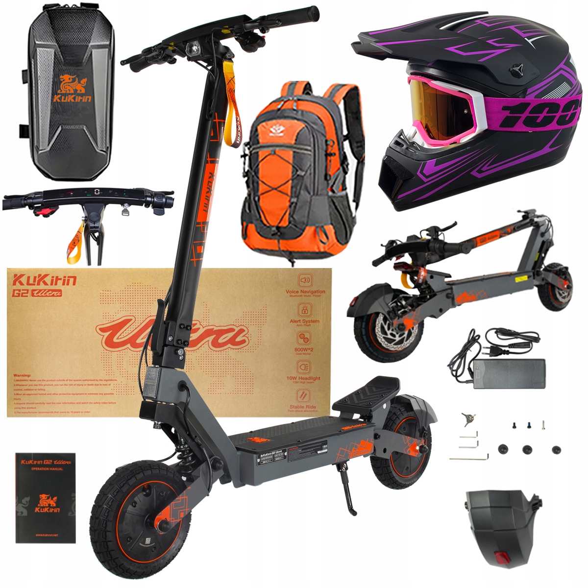 Kukirin G2 Ultra elektrické vozidlo 2000W 55km/h 55KM 48V18Ah 10" dárky