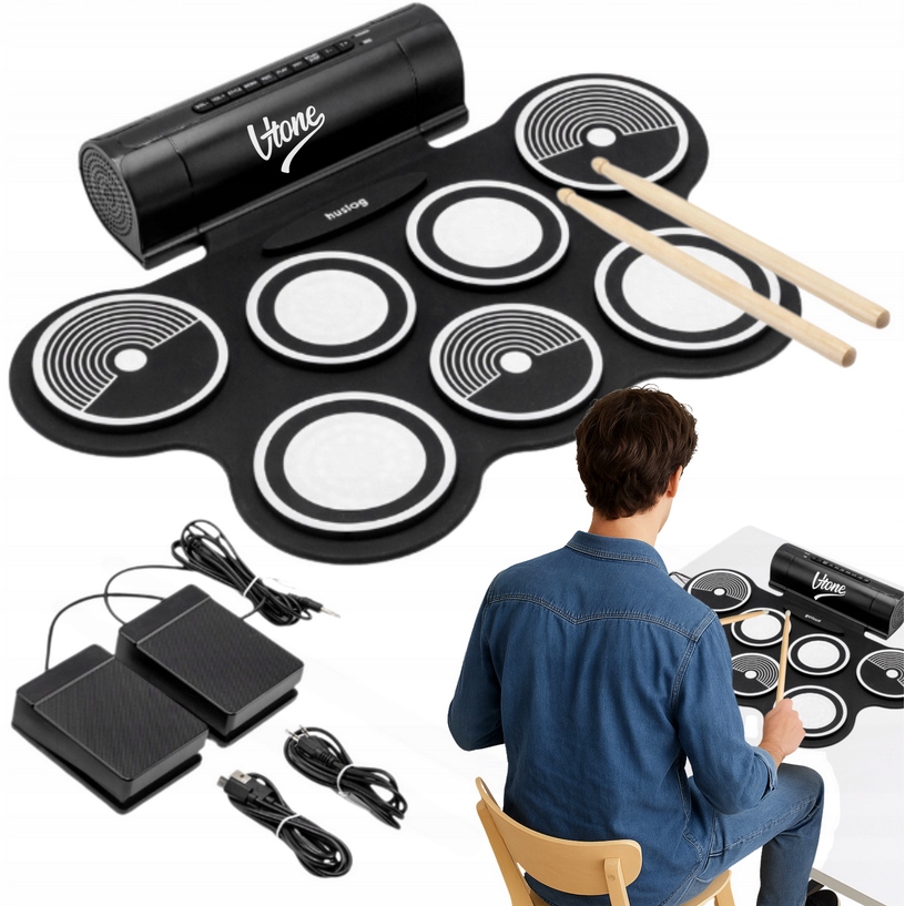 Rolovací Elektronické Bicí Roll Up Bicí Skládací Pedály Paličky Sada