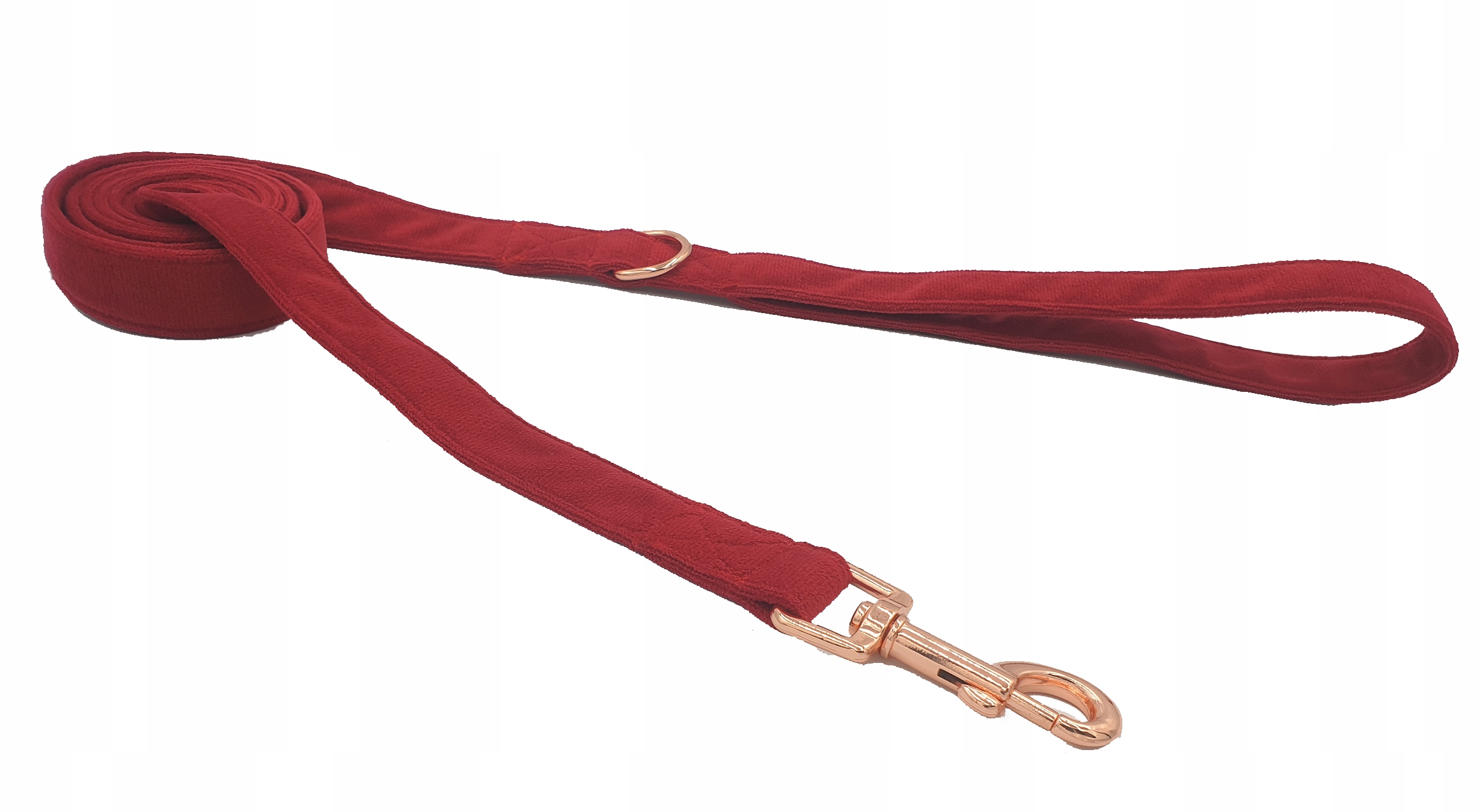 

Smycz Dla Psa Welur Rose Gold Solidna Czerwona
