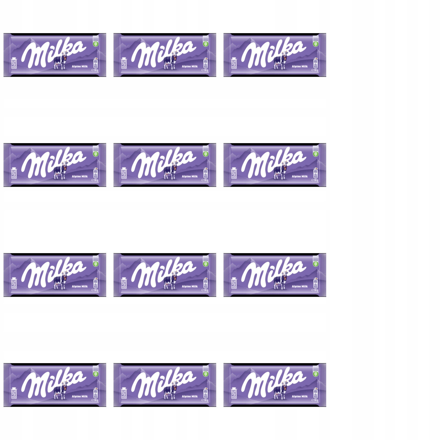 Levně 12 x 90 g Milka alpine milk čokoláda mléčná Půlka Kartonu