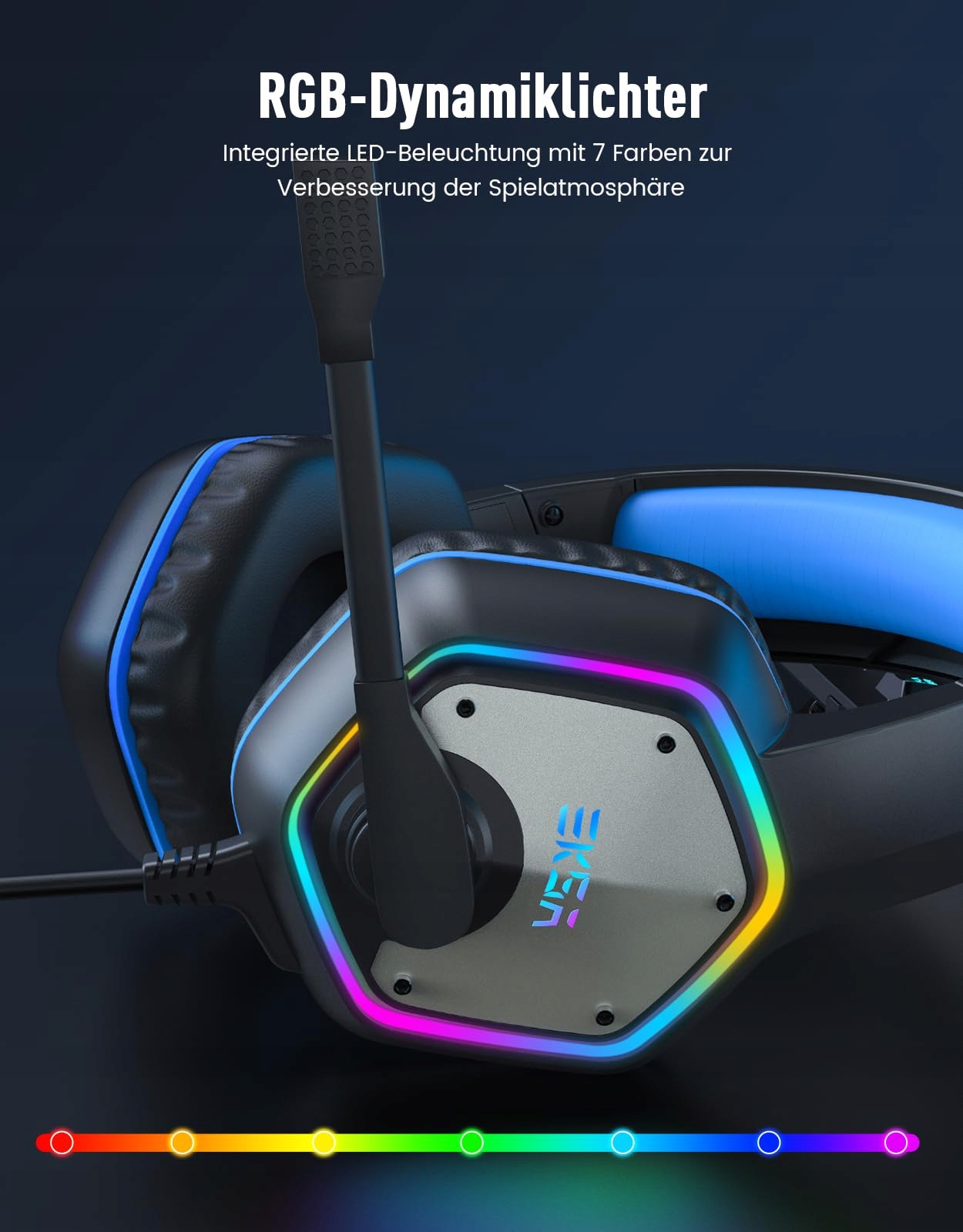 EKSA Słuchawki USB z Mikrofonem RGB 7.1 Surround Gaming PC PS4 PS5 Laptop — miniatura 6