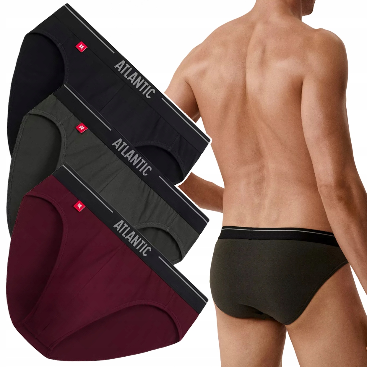 Pánské Slipy Atlantic 3MP-094 Sportovní Slipy z bavlny 3-PAK XXL